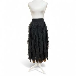 Cato Black Layered Tulle Midi Skirt – Size M (NWT)